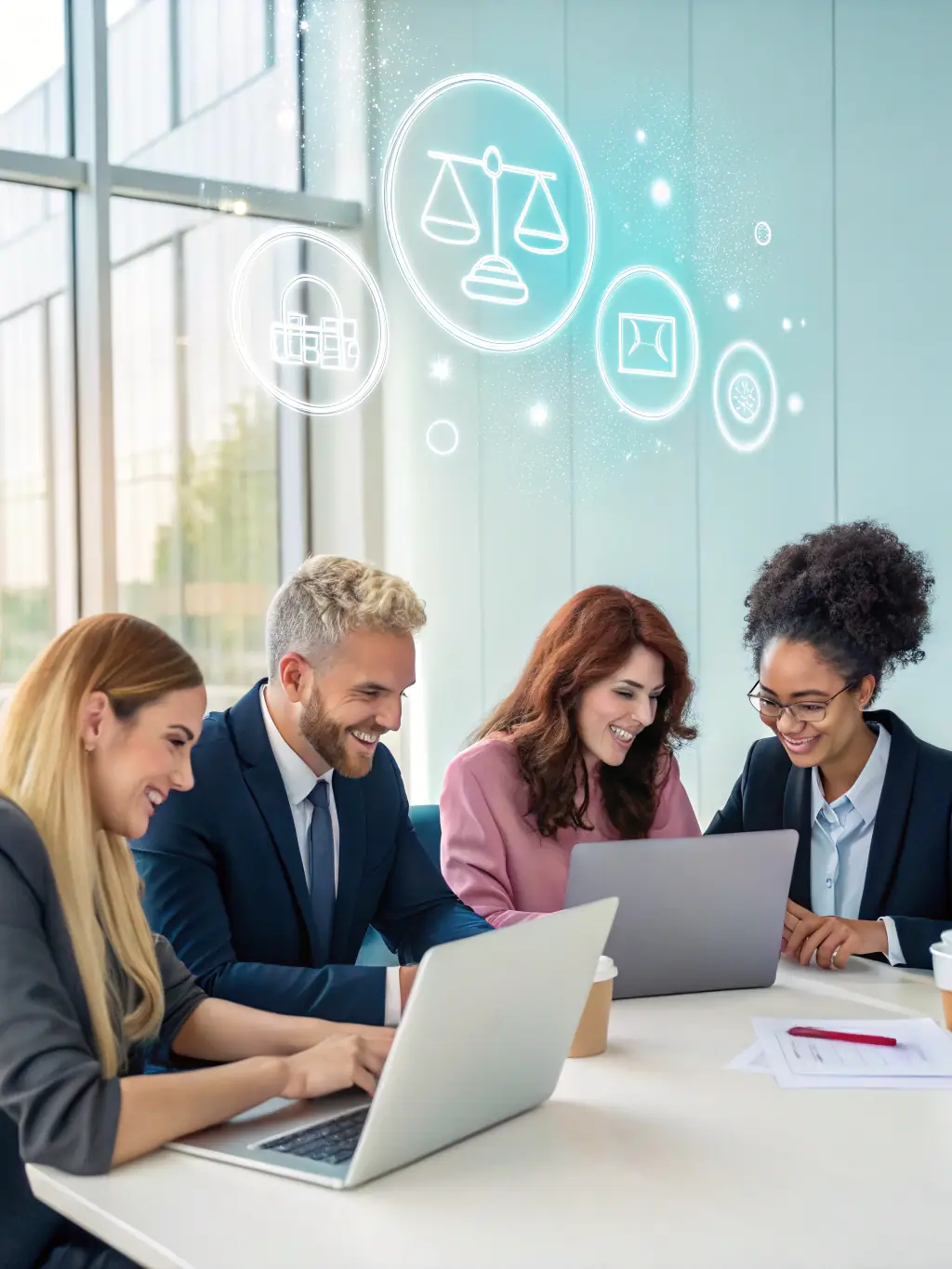 A diverse group of UK business professionals participating in a leadership workshop, collaborating on a strategic planning exercise.